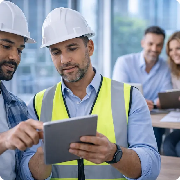 Engineers
                discussing a project